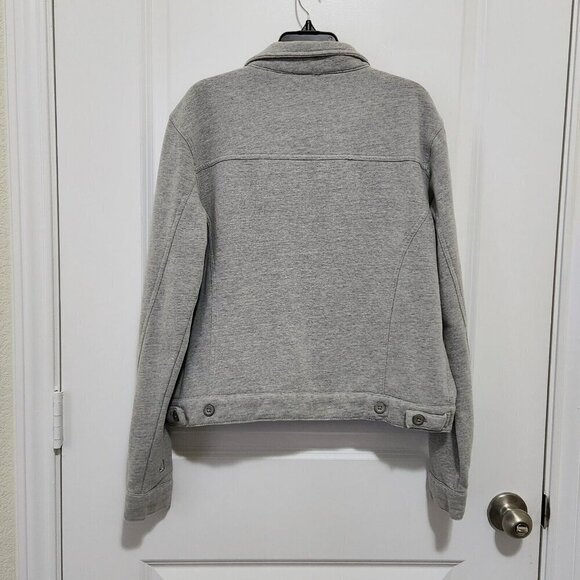 Branded Bull Women's L Gray Fleece Button Up Collared Trucker Jacket Soft Cozy - Picture 2 of 9